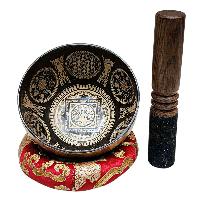 Singing Bowl, Buddhist Hand Beaten, With Fine Etching Carving, [refuse Tree Shakyamuni Buddha], [select Accessories]
