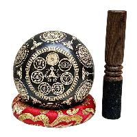 Singing Bowl, Buddhist Hand Beaten, With Fine Etching Carving, [refuse Tree Shakyamuni Buddha], [select Accessories]
