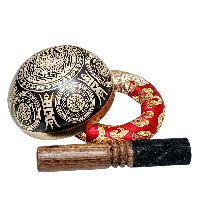 Singing Bowl, Buddhist Hand Beaten, With Fine Etching Carving, [flower], [select Accessories]