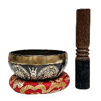 Singing Bowl, Buddhist Hand Beaten, With Fine Etching Carving, [flower], [select Accessories]