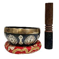 Singing Bowl, Buddhist Hand Beaten, With Fine Etching Carving, [sri Yantra], [select Accessories]