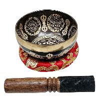 Singing Bowl, Buddhist Hand Beaten, With Fine Etching Carving, [sri Yantra], [select Accessories]