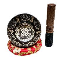 Singing Bowl, Buddhist Hand Beaten, With Fine Etching Carving, [sri Yantra], [select Accessories]