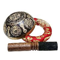 Singing Bowl, Buddhist Hand Beaten, With Fine Etching Carving, [endless Knot], [select Accessories]