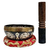Singing Bowl, Buddhist Hand Beaten, With Fine Etching Carving, [endless Knot], [select Accessories]