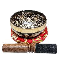 Singing Bowl, Buddhist Hand Beaten, With Fine Etching Carving, [endless Knot], [select Accessories]