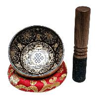 Singing Bowl, Buddhist Hand Beaten, With Fine Etching Carving, [endless Knot], [select Accessories]