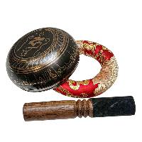 Buddhist Machine Made Singing Bowl, [mantra] Carved Inside, [select Accessories]