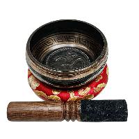 Buddhist Machine Made Singing Bowl, [mantra] Carved Inside, [select Accessories]