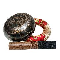 Buddhist Machine Made Singing Bowl, [mantra] Carved Inside, [select Accessories]