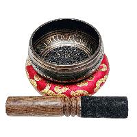 Buddhist Machine Made Singing Bowl, [mantra] Carved Inside, [select Accessories]