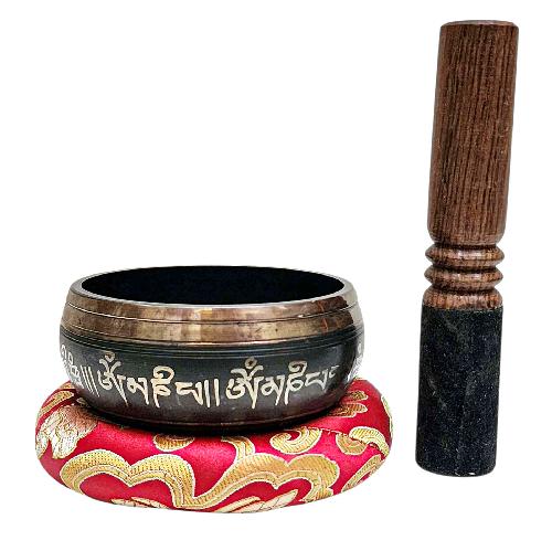 Buddhist Machine Made Singing Bowl, [mantra] Carved Inside, [select Accessories]