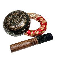 Buddhist Machine Made Singing Bowl, [mantra] Carved Inside, [select Accessories]