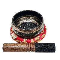 Buddhist Machine Made Singing Bowl, [mantra] Carved Inside, [select Accessories]