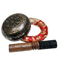 Buddhist Machine Made Singing Bowl, [mantra] Carved Inside, [select Accessories]