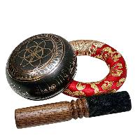 Buddhist Machine Made Singing Bowl, [mantra] Carved Inside, [select Accessories]
