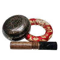 Buddhist Machine Made Singing Bowl, [mantra] Carved Inside, [select Accessories]