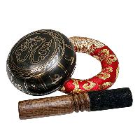 Buddhist Machine Made Singing Bowl, [mantra] Carved Inside, [select Accessories]