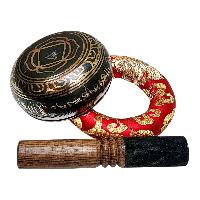 Buddhist Machine Made Singing Bowl, [mantra] Carved Inside, [select Accessories]