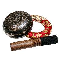 Buddhist Machine Made Singing Bowl, [mantra] Carved Inside, [select Accessories]