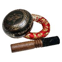Buddhist Machine Made Singing Bowl, [mantra] Carved Inside, [select Accessories]