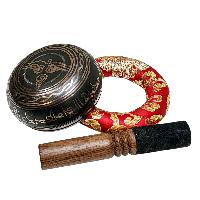 Buddhist Machine Made Singing Bowl, [mantra] Carved Inside, [select Accessories]
