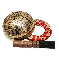 Singing Bowl, Buddhist Hand Beaten, With Fine Etching Carving, [shakyamuni Buddha], [select Accessories]