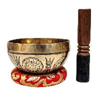 Singing Bowl, Buddhist Hand Beaten, With Fine Etching Carving, [shakyamuni Buddha], [select Accessories]