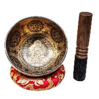 Singing Bowl, Buddhist Hand Beaten, With Fine Etching Carving, [shakyamuni Buddha], [select Accessories]