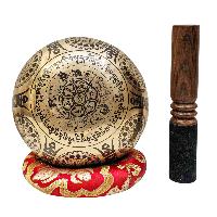 Singing Bowl, Buddhist Hand Beaten, With Fine Etching Carving, [shakyamuni Buddha], [select Accessories]