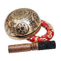 Singing Bowl, Buddhist Hand Beaten, With Fine Etching Carving, [seven Chakra], [select Accessories]