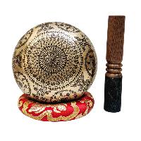 Singing Bowl, Buddhist Hand Beaten, With Fine Etching Carving, [seven Chakra], [select Accessories]