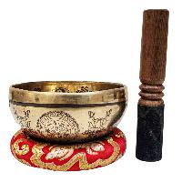 Singing Bowl, Buddhist Hand Beaten, With Fine Etching Carving, [medicine Buddha], [select Accessories]