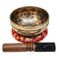 Singing Bowl, Buddhist Hand Beaten, With Fine Etching Carving, [medicine Buddha], [select Accessories]