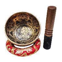 Singing Bowl, Buddhist Hand Beaten, With Fine Etching Carving, [medicine Buddha], [select Accessories]