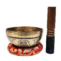 Singing Bowl, Buddhist Hand Beaten, With Fine Etching Carving, [amoghasiddhi Buddha], [select Accessories]