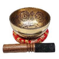 Singing Bowl, Buddhist Hand Beaten, With Fine Etching Carving, [amoghasiddhi Buddha], [select Accessories]