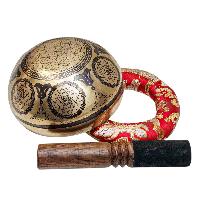 Singing Bowl, Buddhist Hand Beaten, With Fine Etching Carving, [ganesh], [select Accessories]