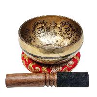 Singing Bowl, Buddhist Hand Beaten, With Fine Etching Carving, [ganesh], [select Accessories]