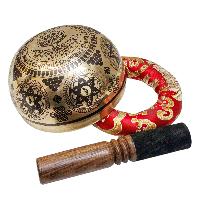 Singing Bowl, Buddhist Hand Beaten, With Fine Etching Carving, [padmasambhava], [select Accessories]