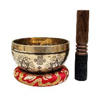 Singing Bowl, Buddhist Hand Beaten, With Fine Etching Carving, [padmasambhava], [select Accessories]