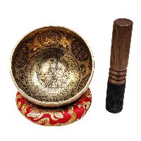 Singing Bowl, Buddhist Hand Beaten, With Fine Etching Carving, [padmasambhava], [select Accessories]