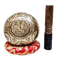 Singing Bowl, Buddhist Hand Beaten, With Fine Etching Carving, [white Tara], [select Accessories]