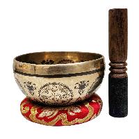 Singing Bowl, Buddhist Hand Beaten, With Fine Etching Carving, [green Tara], [select Accessories]