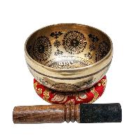 Singing Bowl, Buddhist Hand Beaten, With Fine Etching Carving, [green Tara], [select Accessories]