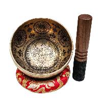 Singing Bowl, Buddhist Hand Beaten, With Fine Etching Carving, [green Tara], [select Accessories]