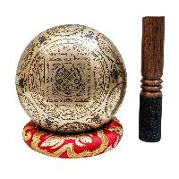 Singing Bowl, Buddhist Hand Beaten, With Fine Etching Carving, [green Tara], [select Accessories]