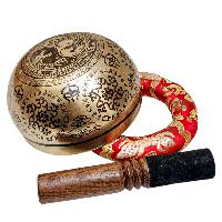 Singing Bowl, Buddhist Hand Beaten, With Fine Etching Carving, [amitabha Buddha], [select Accessories]