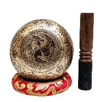 Singing Bowl, Buddhist Hand Beaten, With Fine Etching Carving, [amitabha Buddha], [select Accessories]