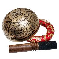 Singing Bowl, Buddhist Hand Beaten, With Fine Etching Carving, [vajrasattva], [select Accessories]